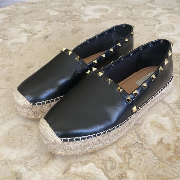 Steve Madden Pauda Platform Espadrilles Gold Tone Studs - Picture 3 of 15